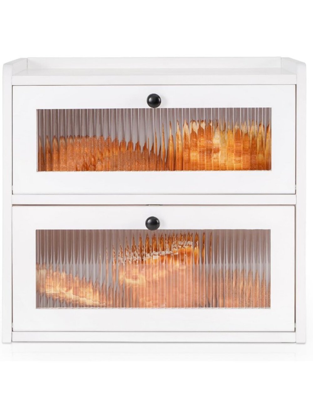 Vintage Wooden Bread Box for Kitchen Countertop - 2 Layer Large Capacity Storage
